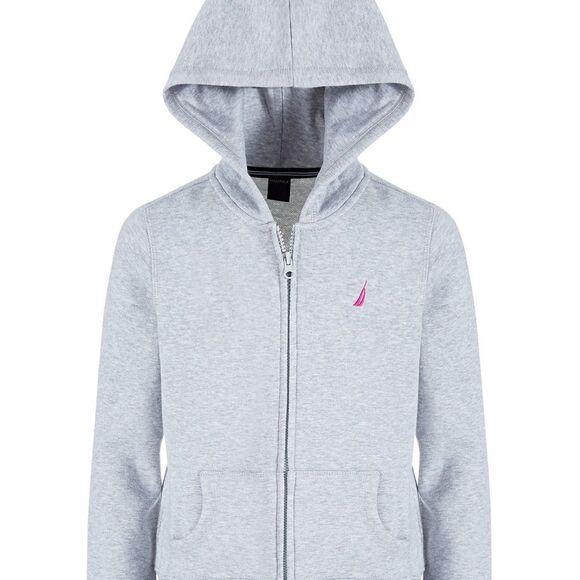Nautica Girls Full-Zip Hoodie Sweatshirt Heather Gray Size 5 - Picture 1 of 7